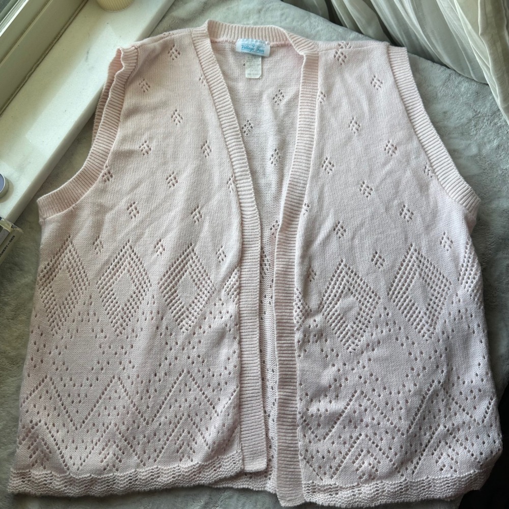 Darling Baby Pink Knit Geometric Cardigan Vest